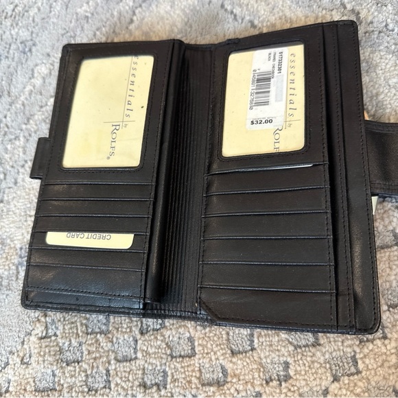 Rolfs black leather wallet Checkbook Holder Kisslock Large - Picture 6 of 7